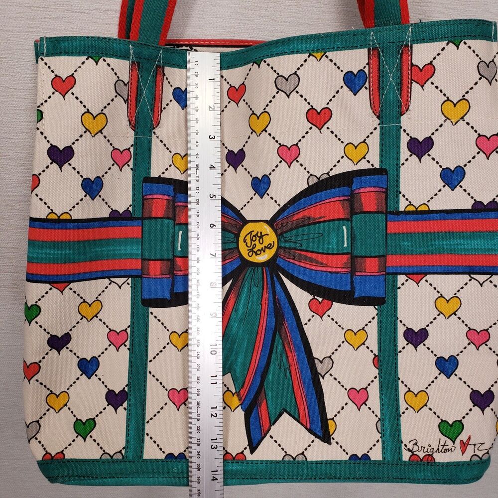 Brighton Tote Bag Colorful Heart Bow Graphic Print Large Canvas Shoulder Purse - Picture 15 of 16